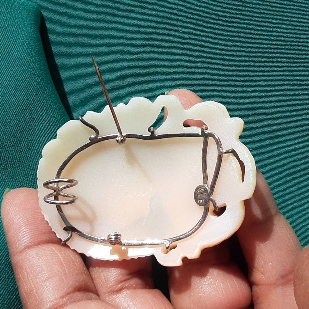925 Genuine Hand Carved Cameo. Italy. Brooch, Pendant. FIRM. - Picture 10 of 17